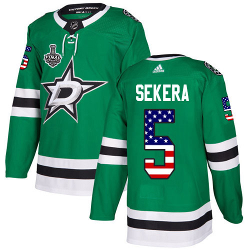 Adidas Men Dallas Stars #5 Andrej Sekera Green Home Authentic USA Flag 2020 Stanley Cup Final Stitched NHL Jersey->dallas stars->NHL Jersey
